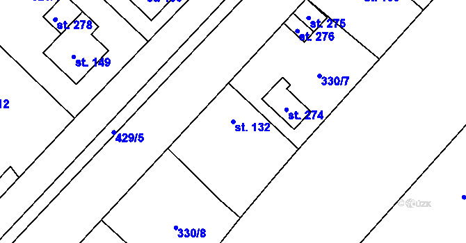 Parcela st. 132 v KÚ Choťánky, Katastrální mapa