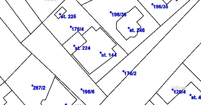 Parcela st. 144 v KÚ Choťánky, Katastrální mapa