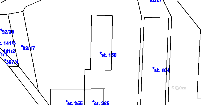 Parcela st. 168 v KÚ Choťánky, Katastrální mapa