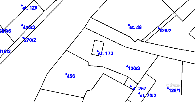 Parcela st. 173 v KÚ Choťánky, Katastrální mapa