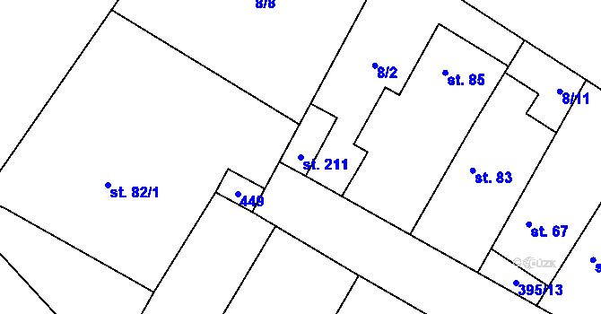 Parcela st. 211 v KÚ Choťánky, Katastrální mapa