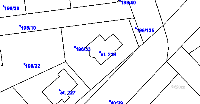 Parcela st. 219 v KÚ Choťánky, Katastrální mapa