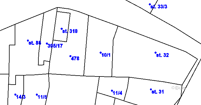 Parcela st. 10/1 v KÚ Choťánky, Katastrální mapa