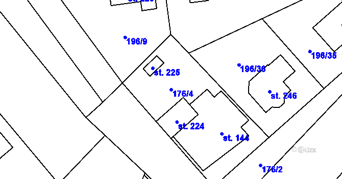Parcela st. 176/4 v KÚ Choťánky, Katastrální mapa
