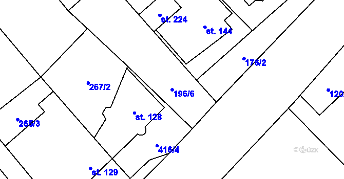 Parcela st. 196/6 v KÚ Choťánky, Katastrální mapa