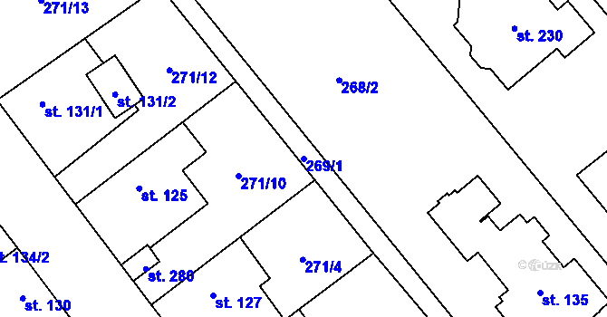 Parcela st. 269/1 v KÚ Choťánky, Katastrální mapa