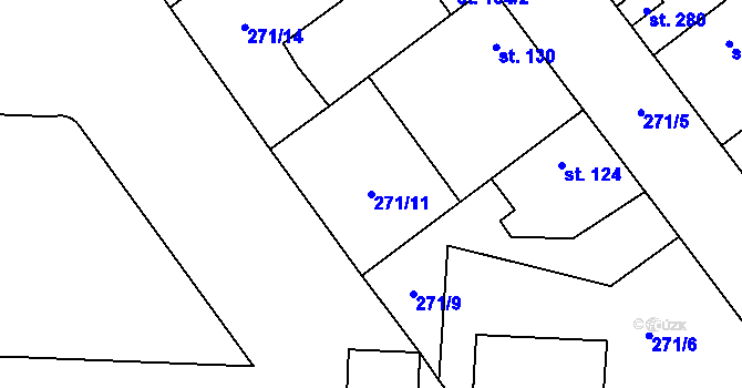 Parcela st. 271/11 v KÚ Choťánky, Katastrální mapa