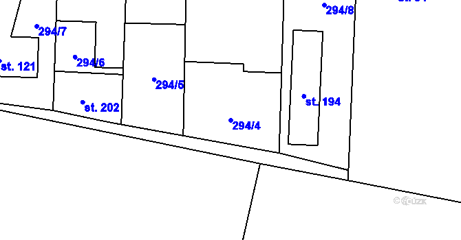 Parcela st. 294/4 v KÚ Choťánky, Katastrální mapa