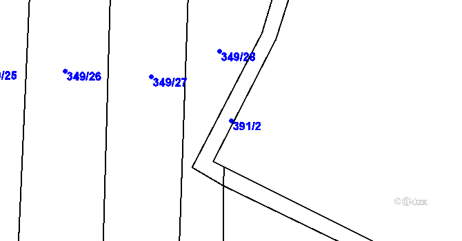 Parcela st. 391/2 v KÚ Choťánky, Katastrální mapa