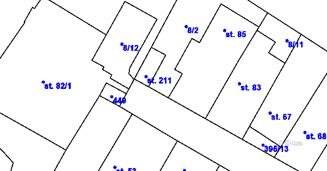 Parcela st. 395/10 v KÚ Choťánky, Katastrální mapa