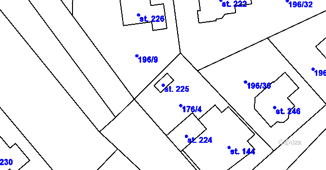 Parcela st. 225 v KÚ Choťánky, Katastrální mapa