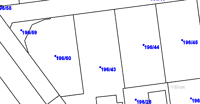 Parcela st. 196/43 v KÚ Choťánky, Katastrální mapa