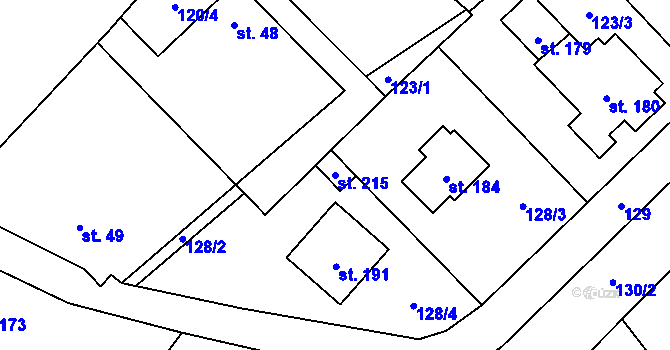 Parcela st. 215 v KÚ Choťánky, Katastrální mapa