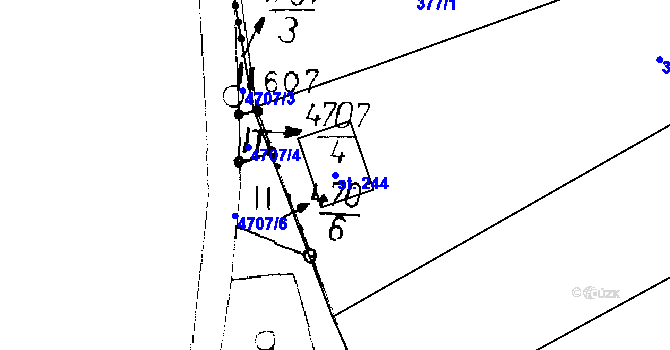 Parcela st. 244 v KÚ Choťánky, Katastrální mapa
