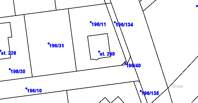 Parcela st. 249 v KÚ Choťánky, Katastrální mapa