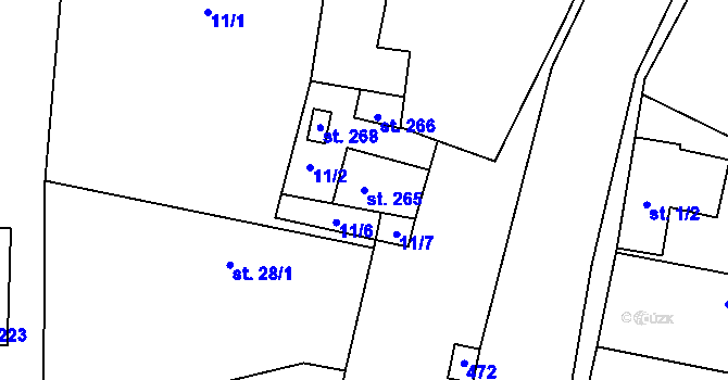 Parcela st. 265 v KÚ Choťánky, Katastrální mapa