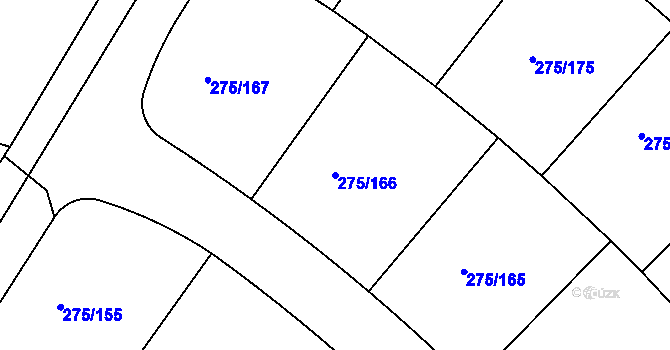 Parcela st. 275/166 v KÚ Choťánky, Katastrální mapa