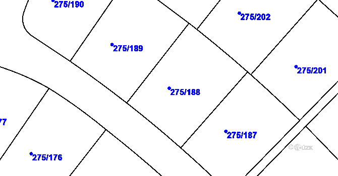 Parcela st. 275/188 v KÚ Choťánky, Katastrální mapa