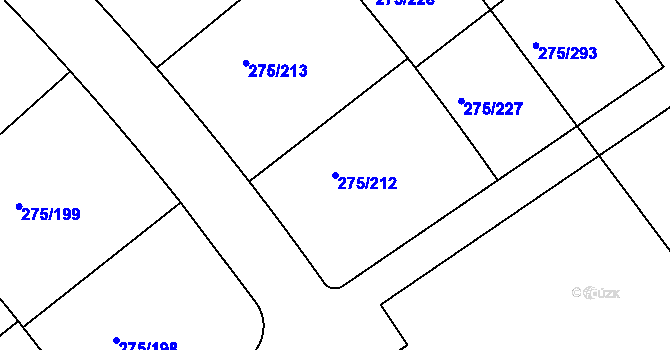 Parcela st. 275/212 v KÚ Choťánky, Katastrální mapa