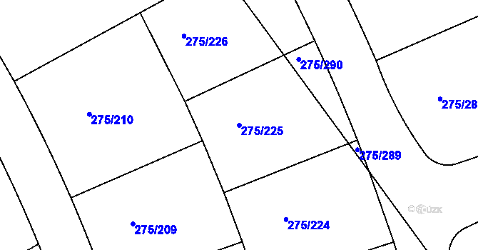 Parcela st. 275/225 v KÚ Choťánky, Katastrální mapa