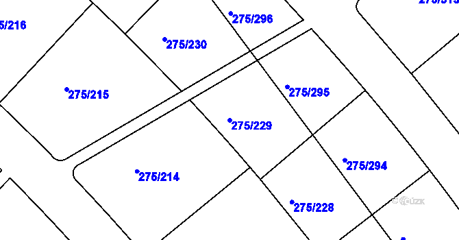 Parcela st. 275/229 v KÚ Choťánky, Katastrální mapa