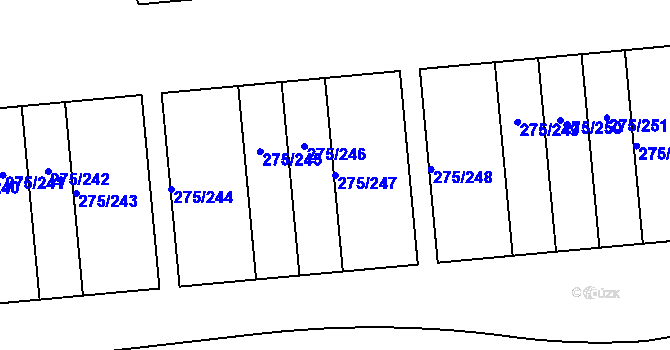 Parcela st. 275/247 v KÚ Choťánky, Katastrální mapa