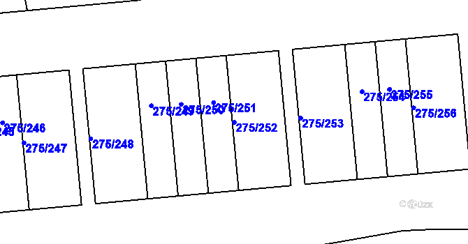 Parcela st. 275/252 v KÚ Choťánky, Katastrální mapa