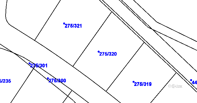 Parcela st. 275/320 v KÚ Choťánky, Katastrální mapa