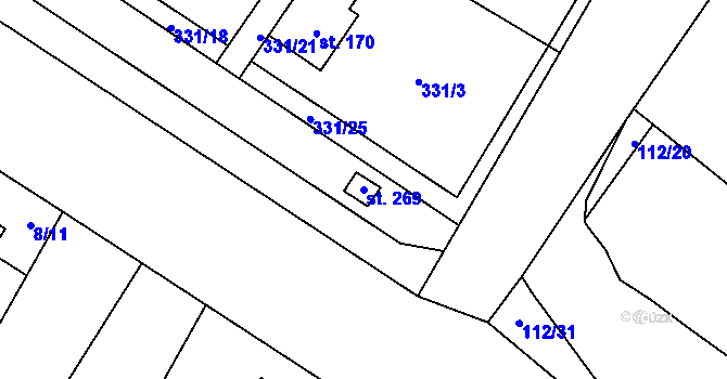Parcela st. 269 v KÚ Choťánky, Katastrální mapa