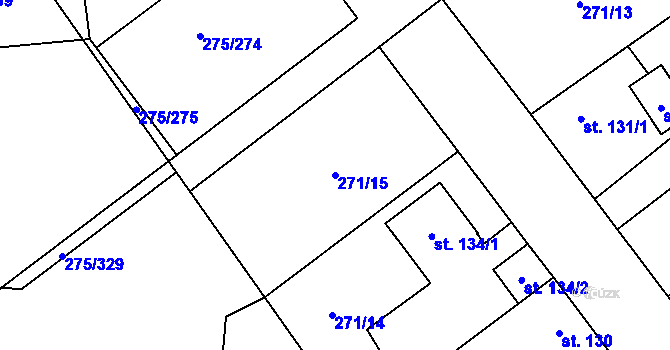 Parcela st. 271/15 v KÚ Choťánky, Katastrální mapa