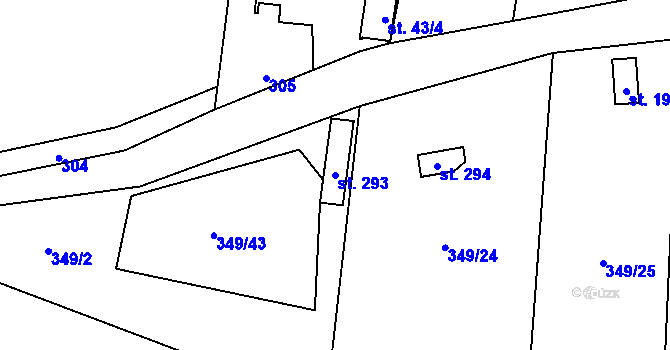 Parcela st. 293 v KÚ Choťánky, Katastrální mapa