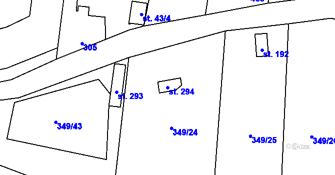 Parcela st. 294 v KÚ Choťánky, Katastrální mapa