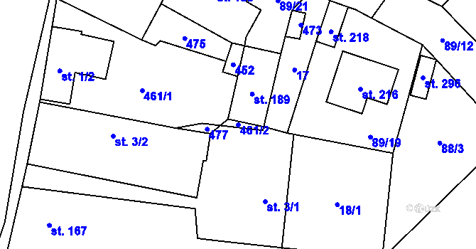 Parcela st. 461/2 v KÚ Choťánky, Katastrální mapa