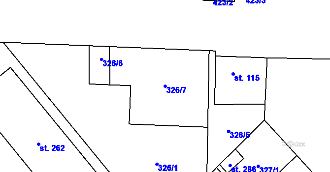 Parcela st. 326/7 v KÚ Choťánky, Katastrální mapa
