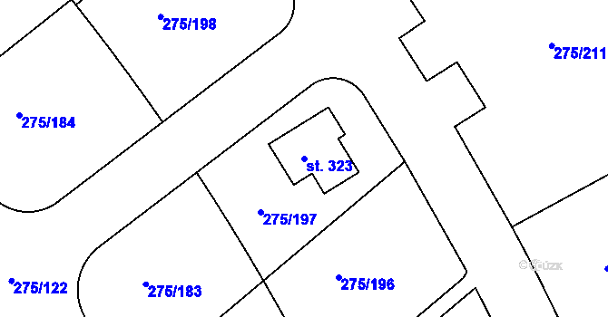 Parcela st. 323 v KÚ Choťánky, Katastrální mapa
