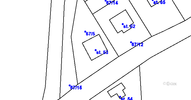 Parcela st. 53 v KÚ Chotčiny, Katastrální mapa