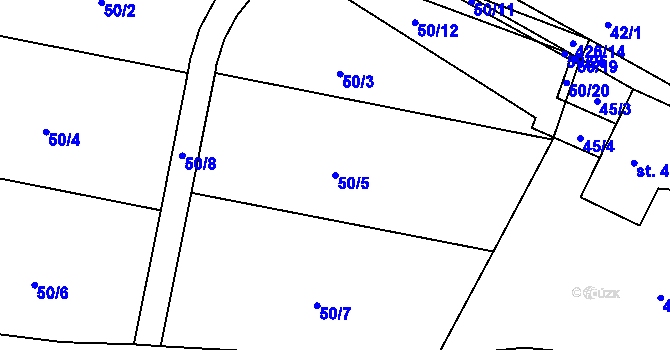 Parcela st. 50/5 v KÚ Chotčiny, Katastrální mapa