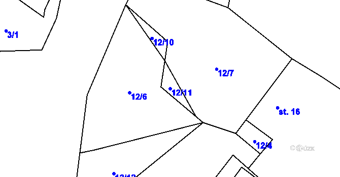Parcela st. 12/11 v KÚ Chotčiny, Katastrální mapa