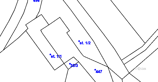 Parcela st. 1/2 v KÚ Chotčiny, Katastrální mapa