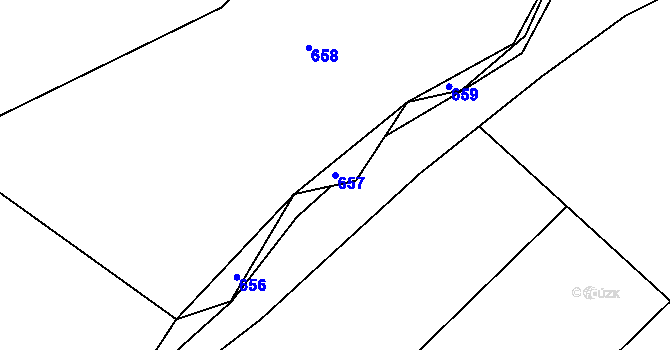 Parcela st. 657 v KÚ Chotčiny, Katastrální mapa