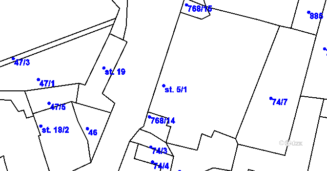 Parcela st. 5/1 v KÚ Mašovice, Katastrální mapa