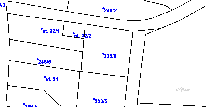Parcela st. 233/6 v KÚ Mašovice, Katastrální mapa