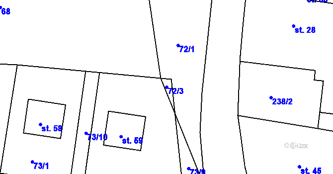 Parcela st. 72/3 v KÚ Mašovice, Katastrální mapa