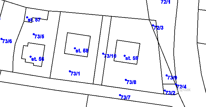 Parcela st. 73/10 v KÚ Mašovice, Katastrální mapa