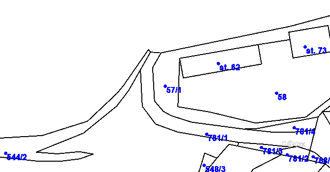 Parcela st. 57/1 v KÚ Mašovice, Katastrální mapa