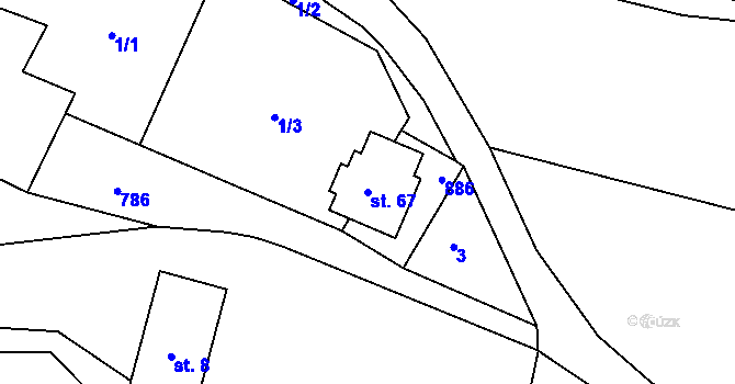 Parcela st. 67 v KÚ Mašovice, Katastrální mapa