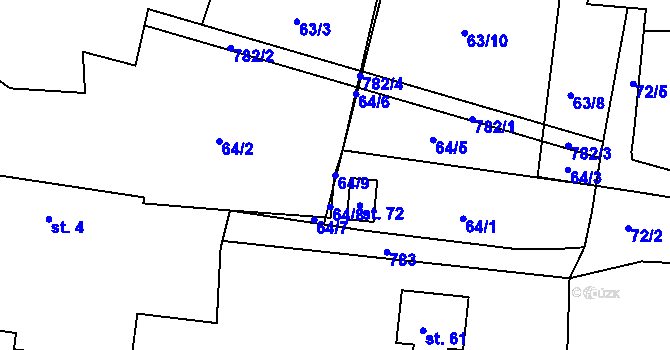 Parcela st. 64/9 v KÚ Mašovice, Katastrální mapa