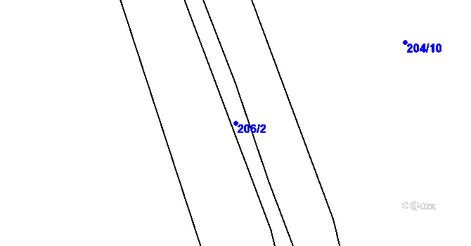 Parcela st. 206/2 v KÚ Mašovice, Katastrální mapa