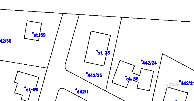 Parcela st. 75 v KÚ Mašovice, Katastrální mapa