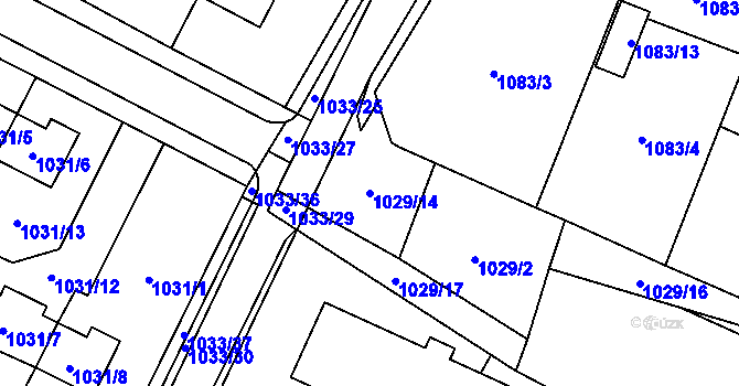 Parcela st. 1029/14 v KÚ Chotěboř, Katastrální mapa